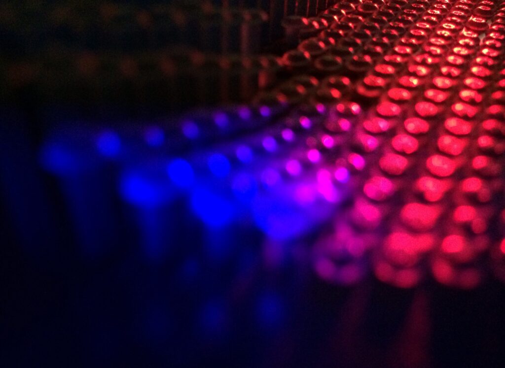 Visualizing data & cyber security concept with colorful futuristic depth of field view